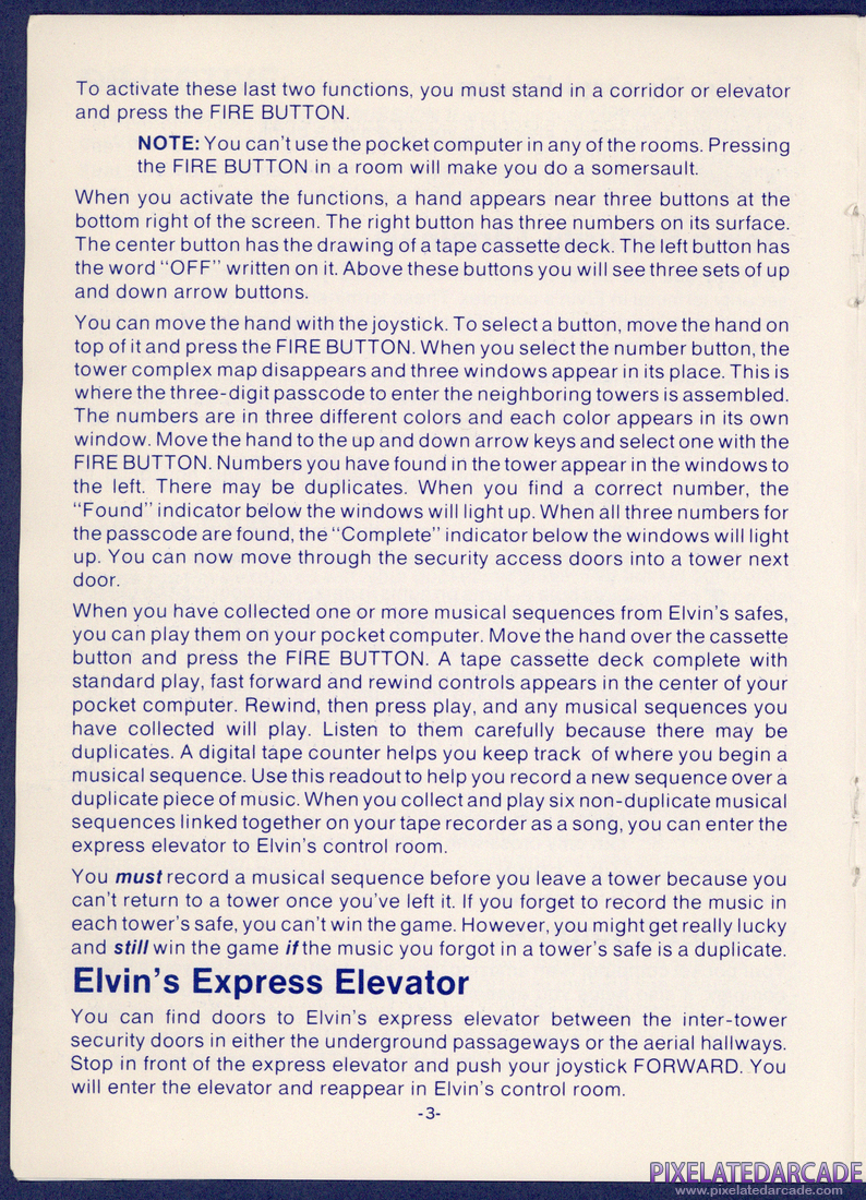 Impossible Mission II: Instruction Manual - Page 3