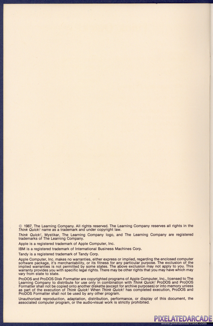 Think Quick!: Instruction Manual - Copyright