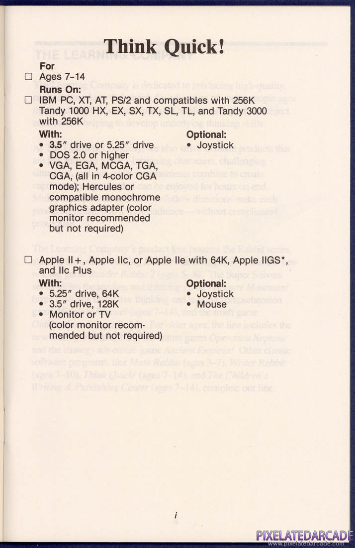 Think Quick!: Instruction Manual - Page i