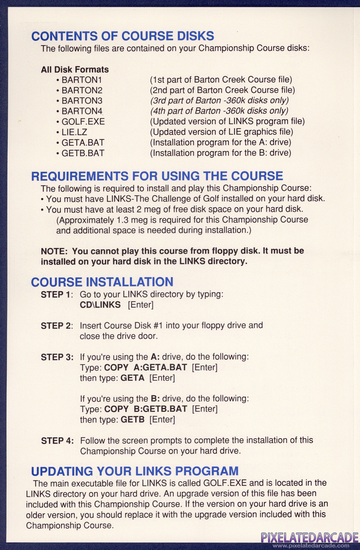 Links: Championship Course - Barton Creek: Instruction Manual - Page 2