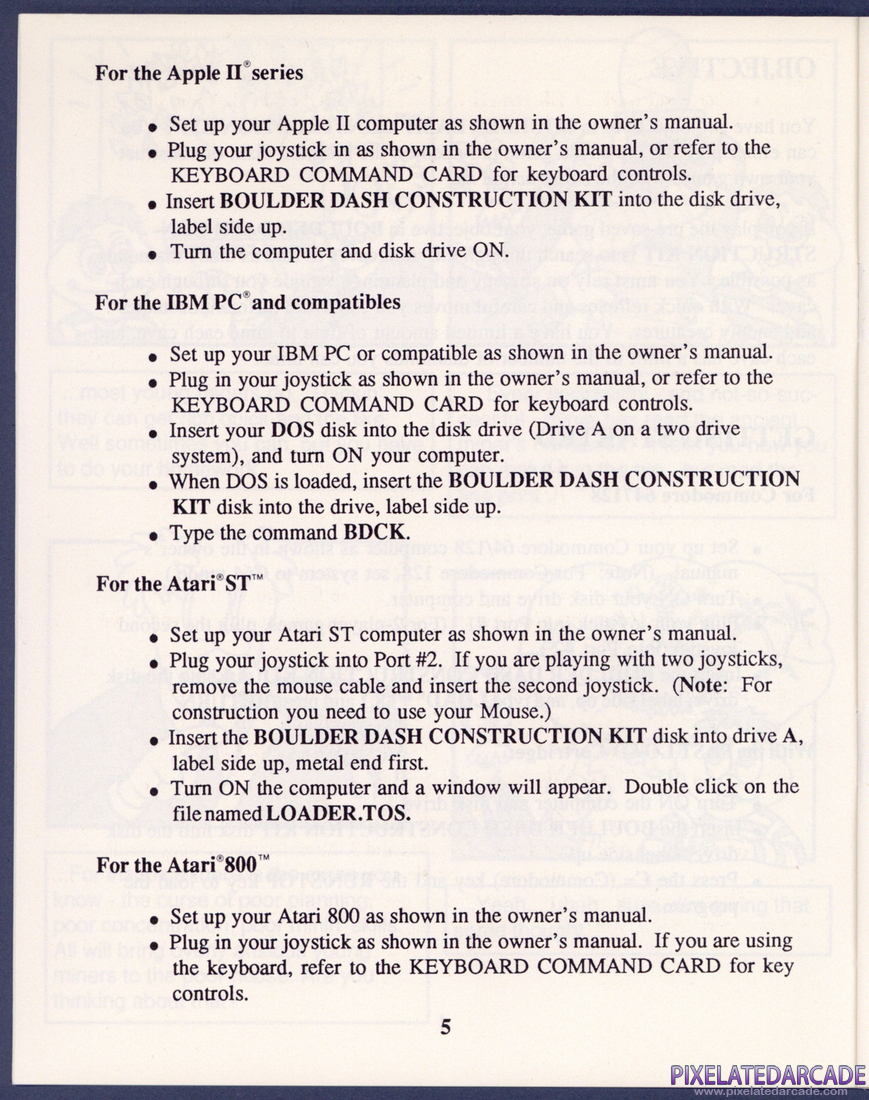 Boulder Dash Construction Kit: Instruction Manual - Page 5