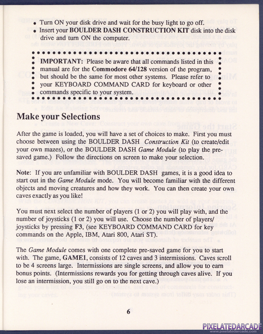 Boulder Dash Construction Kit: Instruction Manual - Page 6