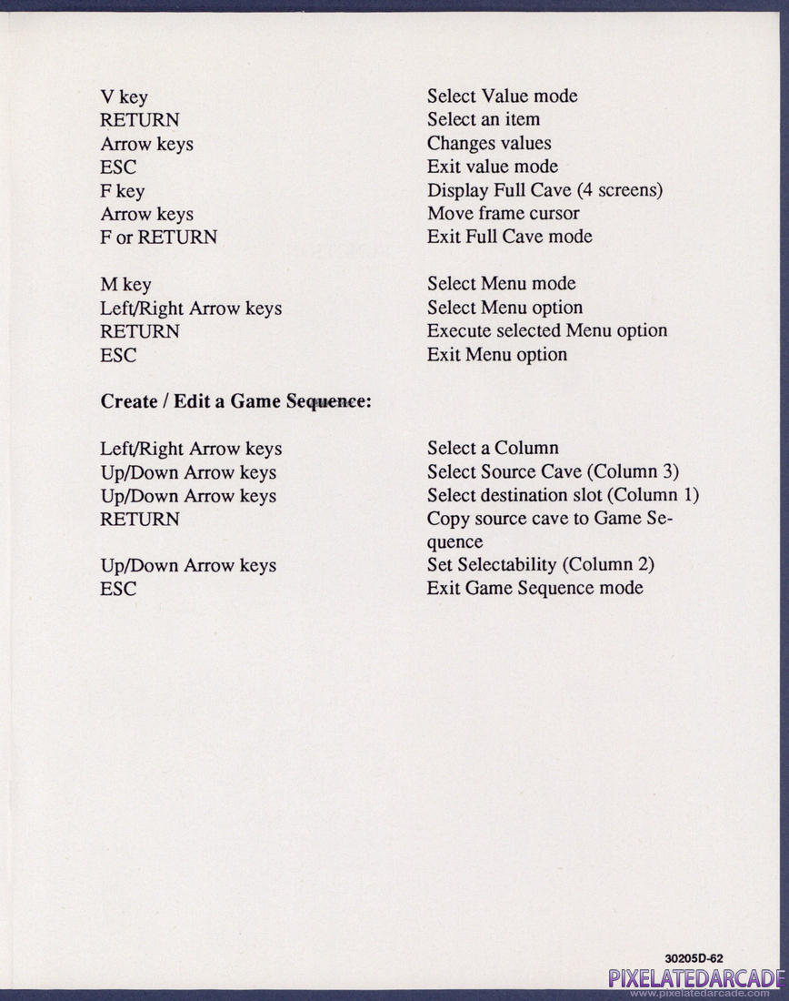 Boulder Dash Construction Kit: IBM Keyboard Command Card - Page 3