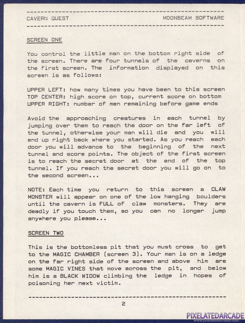 Cavern Quest: Instruction Manual - Page 2