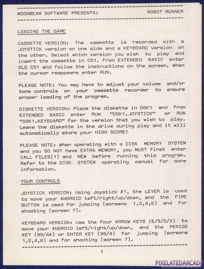 Robot Runner: Instruction Manual - Page 1