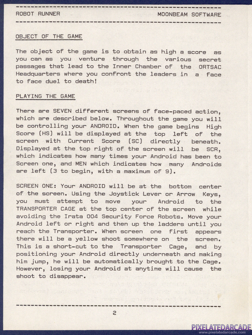 Robot Runner: Instruction Manual - Page 2