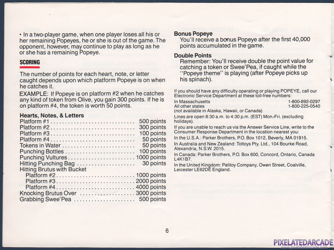 Popeye: Instruction Manual - Page 6