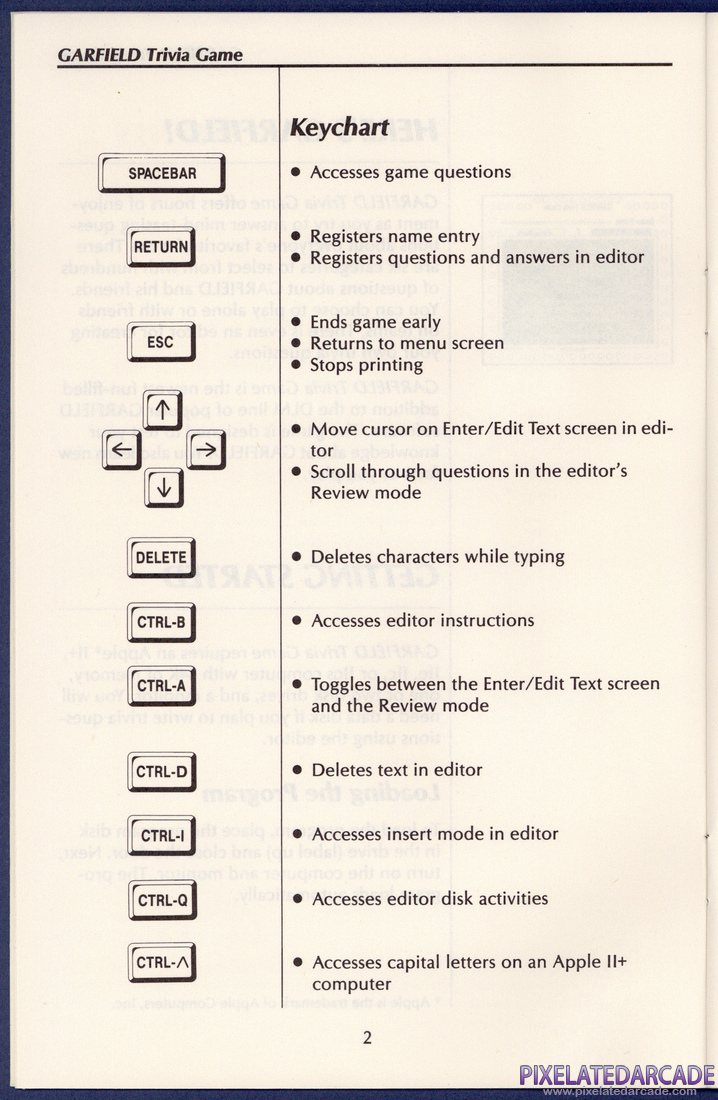 Garfield Trivia Game: User's Guide - Page 2