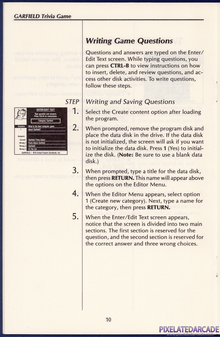 Garfield Trivia Game: User's Guide - Page 10