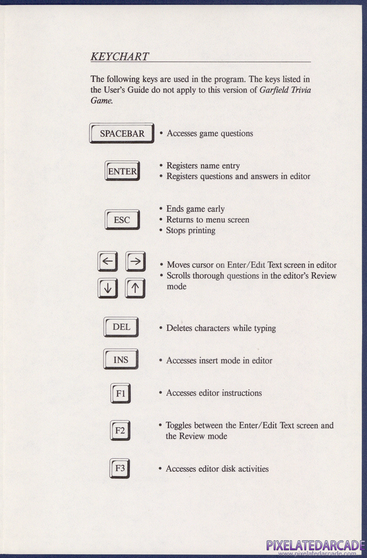 Garfield Trivia Game: IBM PC Version Addendum - Page 3