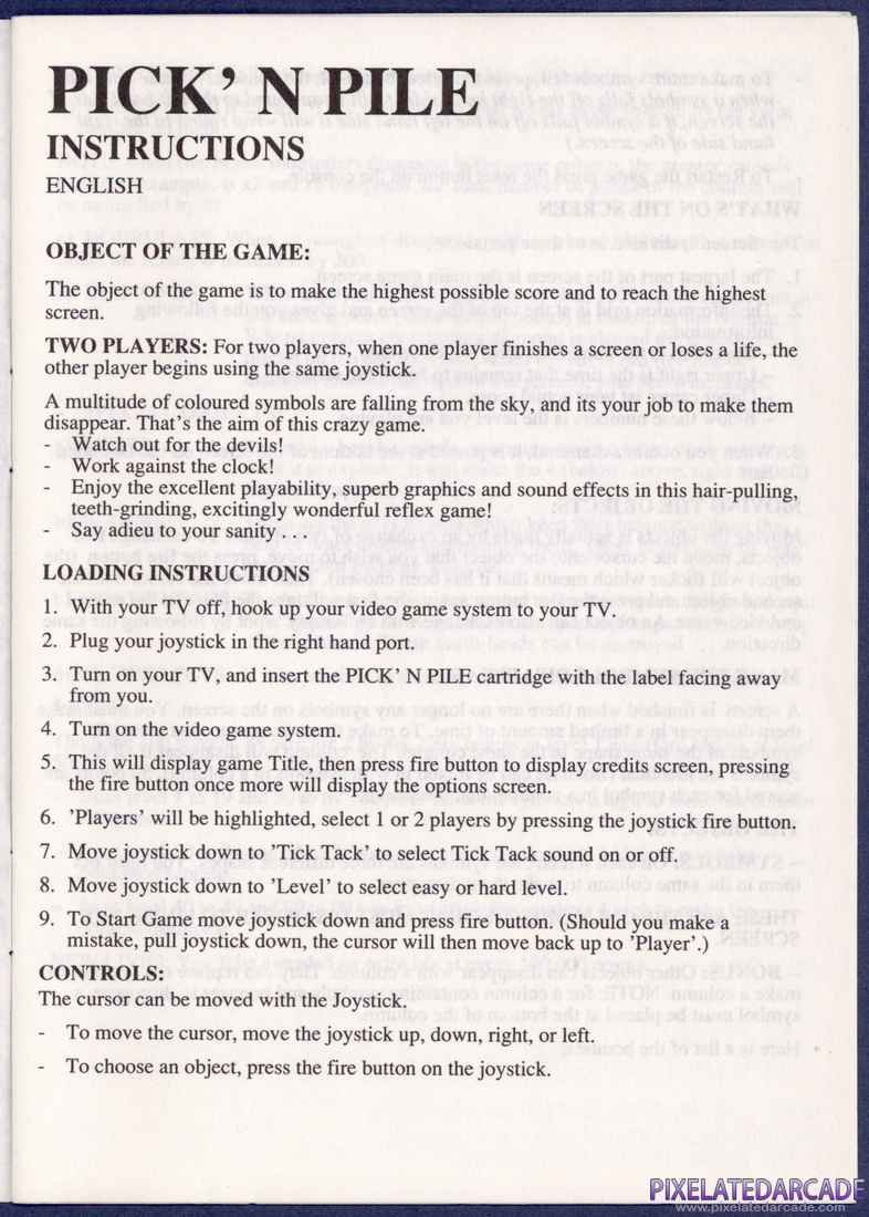 Pick'n Pile: Instruction Manual - Page 2
