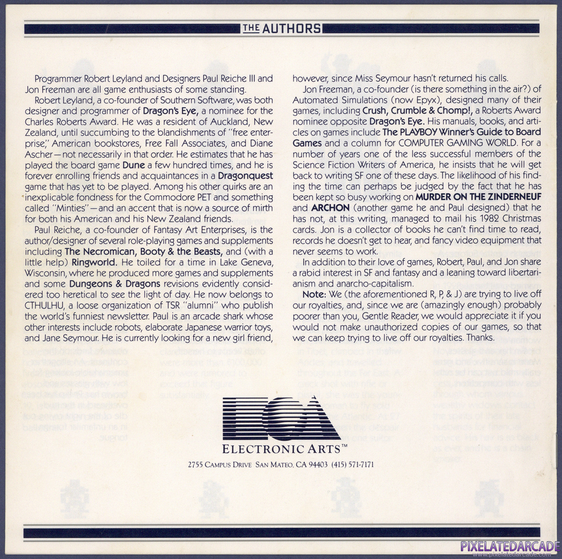 Murder on the Zinderneuf: Instruction Manual - Back Cover