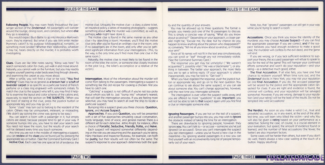Murder on the Zinderneuf: Instruction Manual - Pages 2 - 3