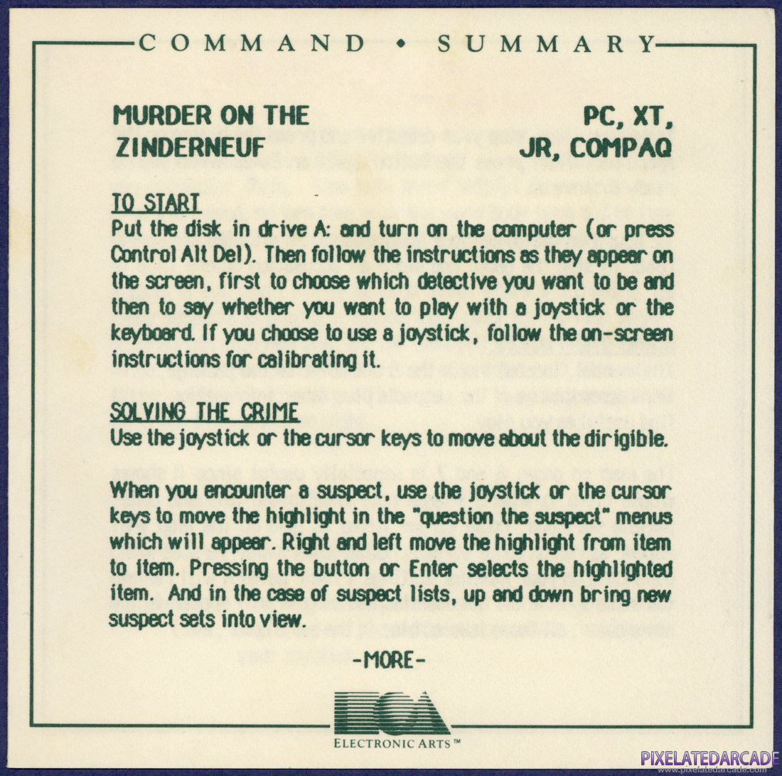 Murder on the Zinderneuf: Reference Card - Page 1
