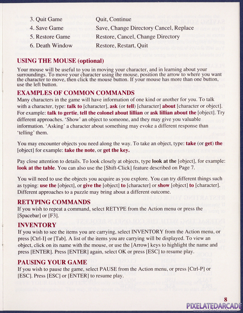 The Colonel's Bequest: Instruction Manual - Page 16