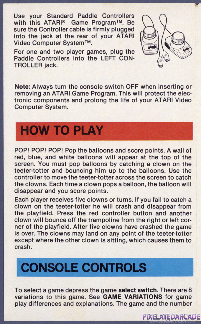 Circus Atari: Instruction Manual - Page 2