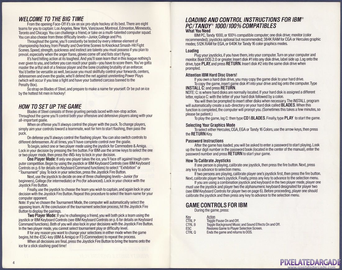 Blades of Steel: Instruction Manual - Pages 4 - 5