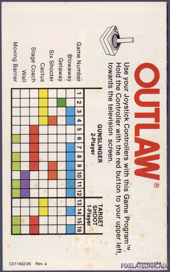 Outlaw: Instruction Manual - Back Cover