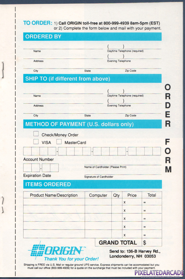 ORIGIN Systems, Inc.: 1990 Product Catalog - Page 9