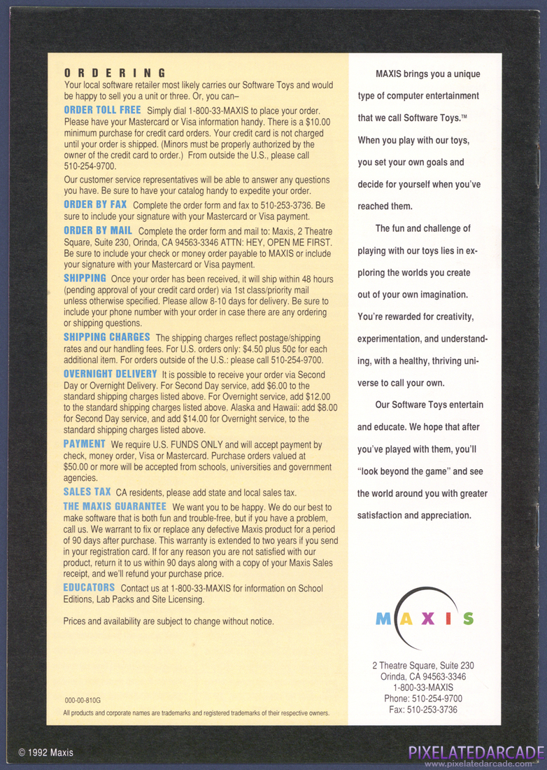 Maxis Software Inc.: 1992 Product Catalog - Page 7