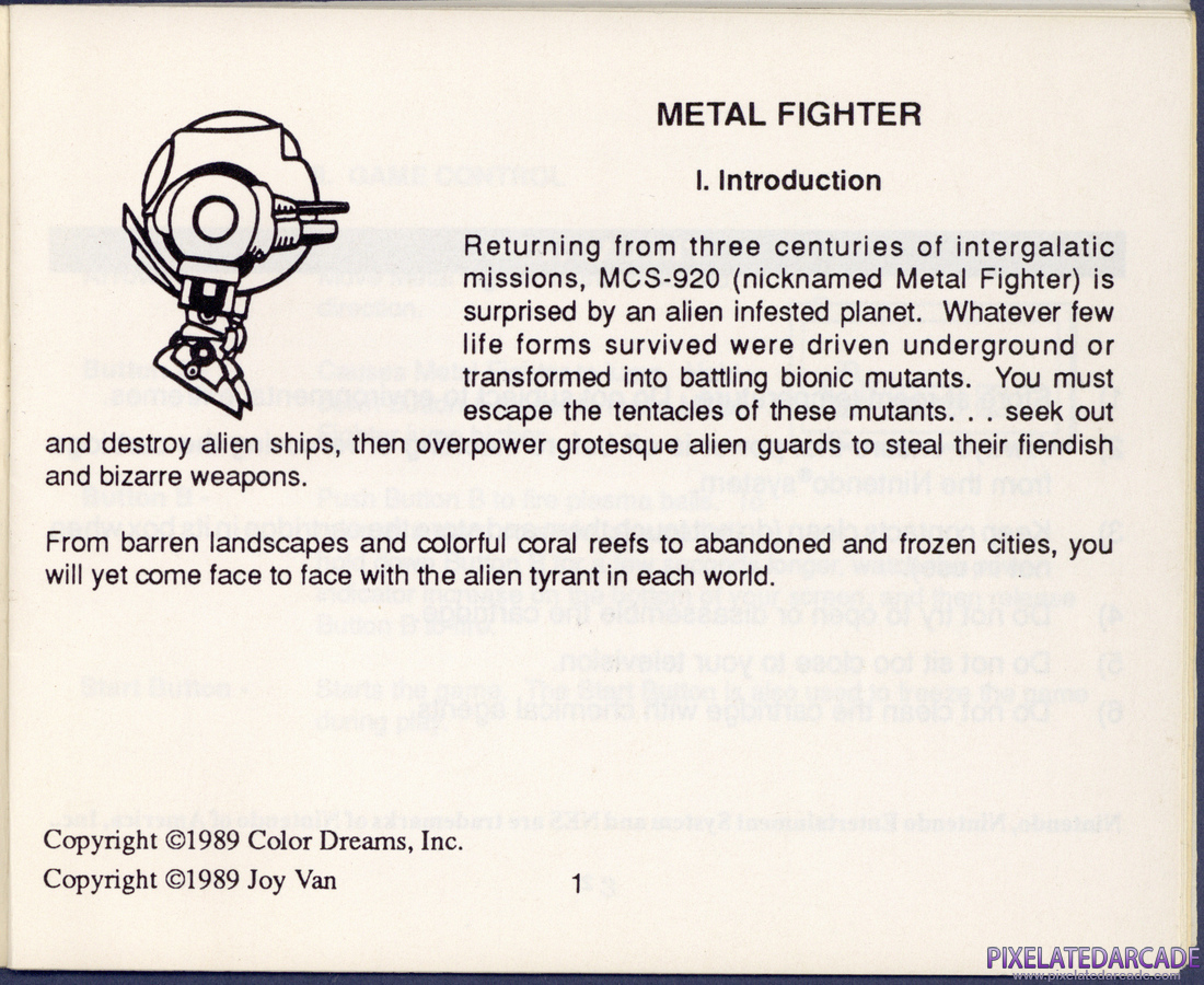 Metal Fighter: Instruction Manual - Page 1