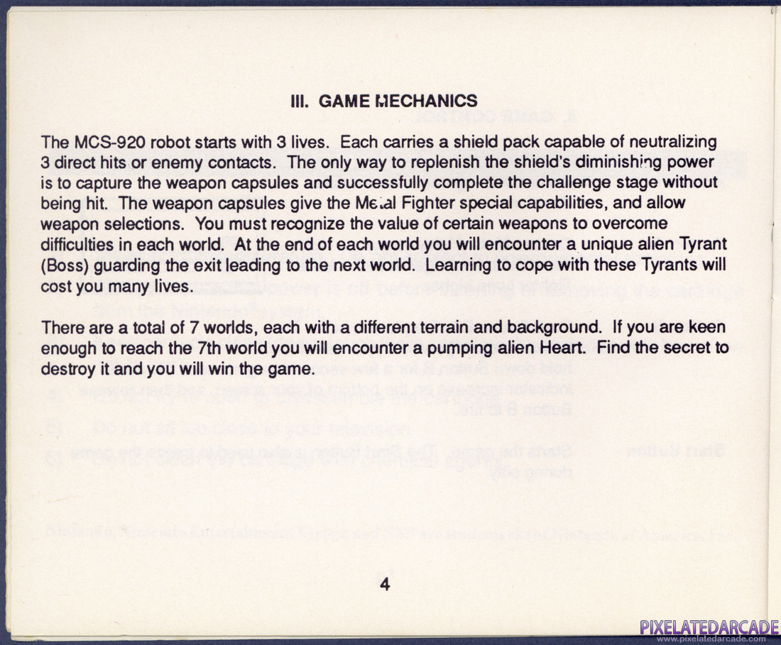 Metal Fighter: Instruction Manual - Page 4
