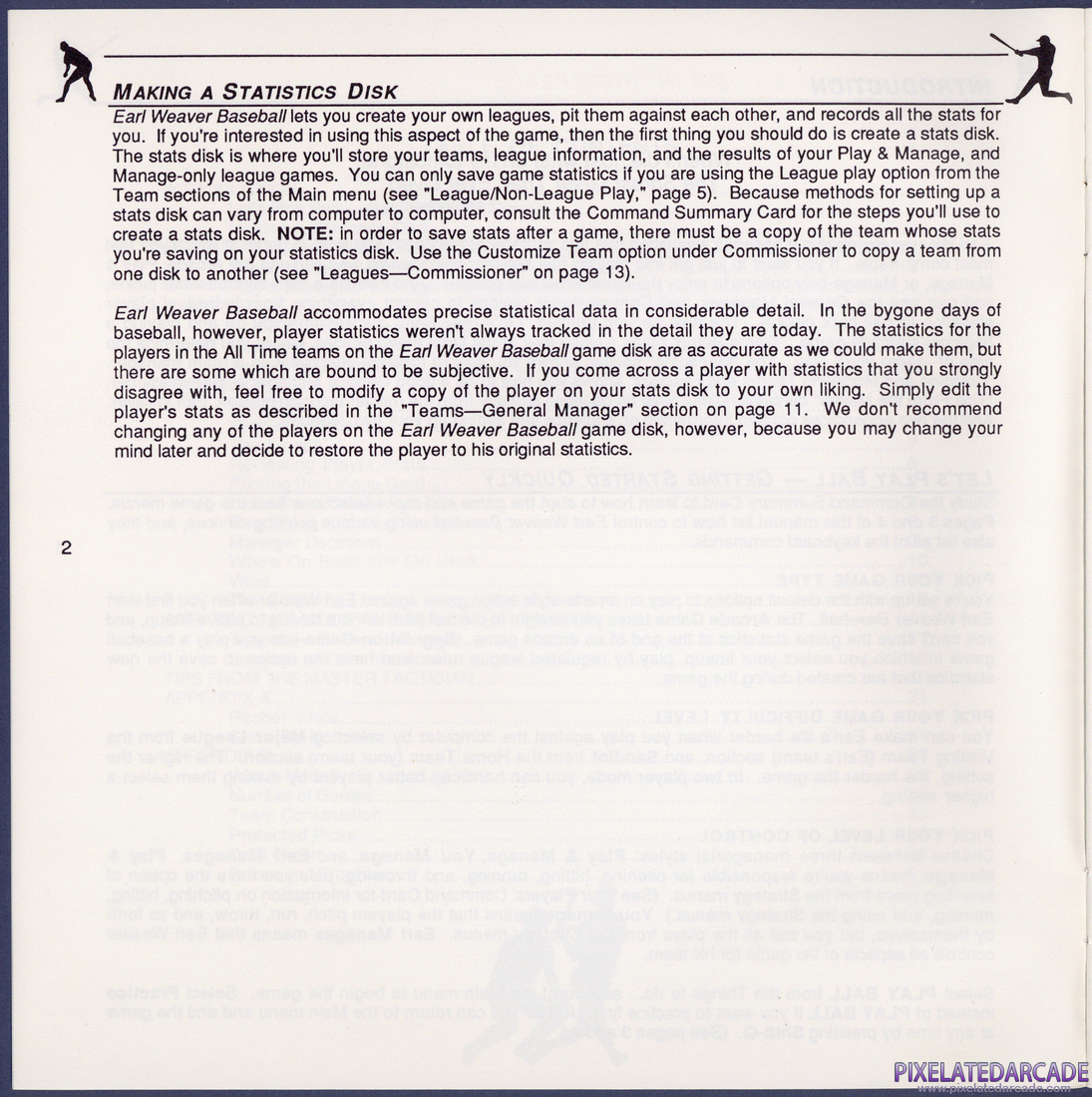 Earl Weaver Baseball: Instruction Manual - Page 2