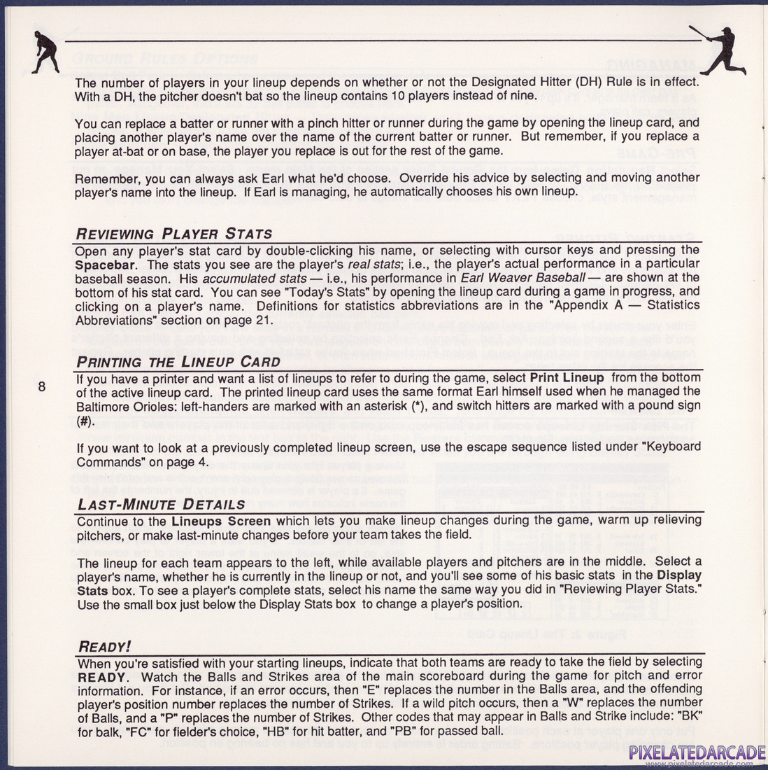 Earl Weaver Baseball: Instruction Manual - Page 8