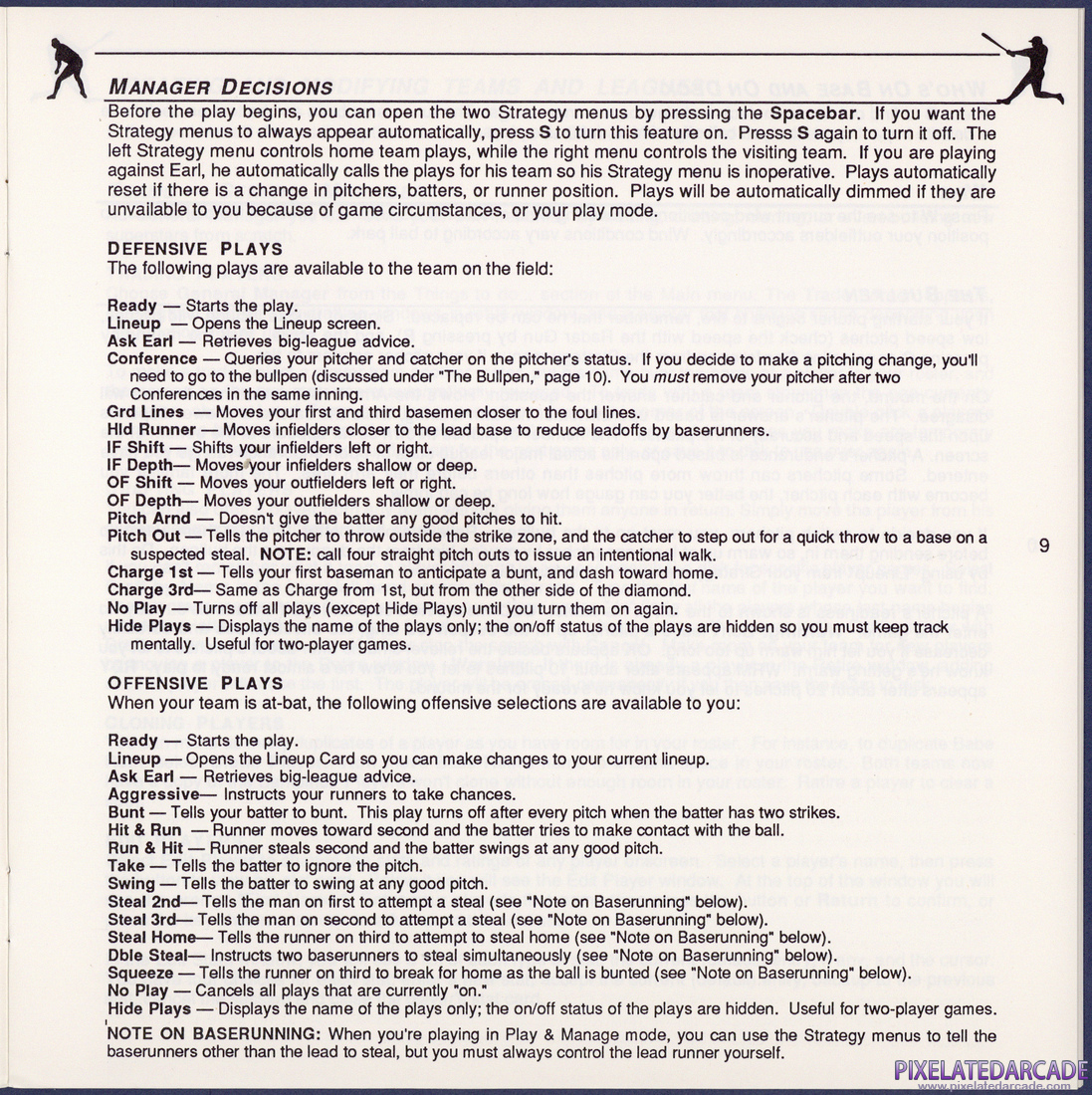 Earl Weaver Baseball: Instruction Manual - Page 9
