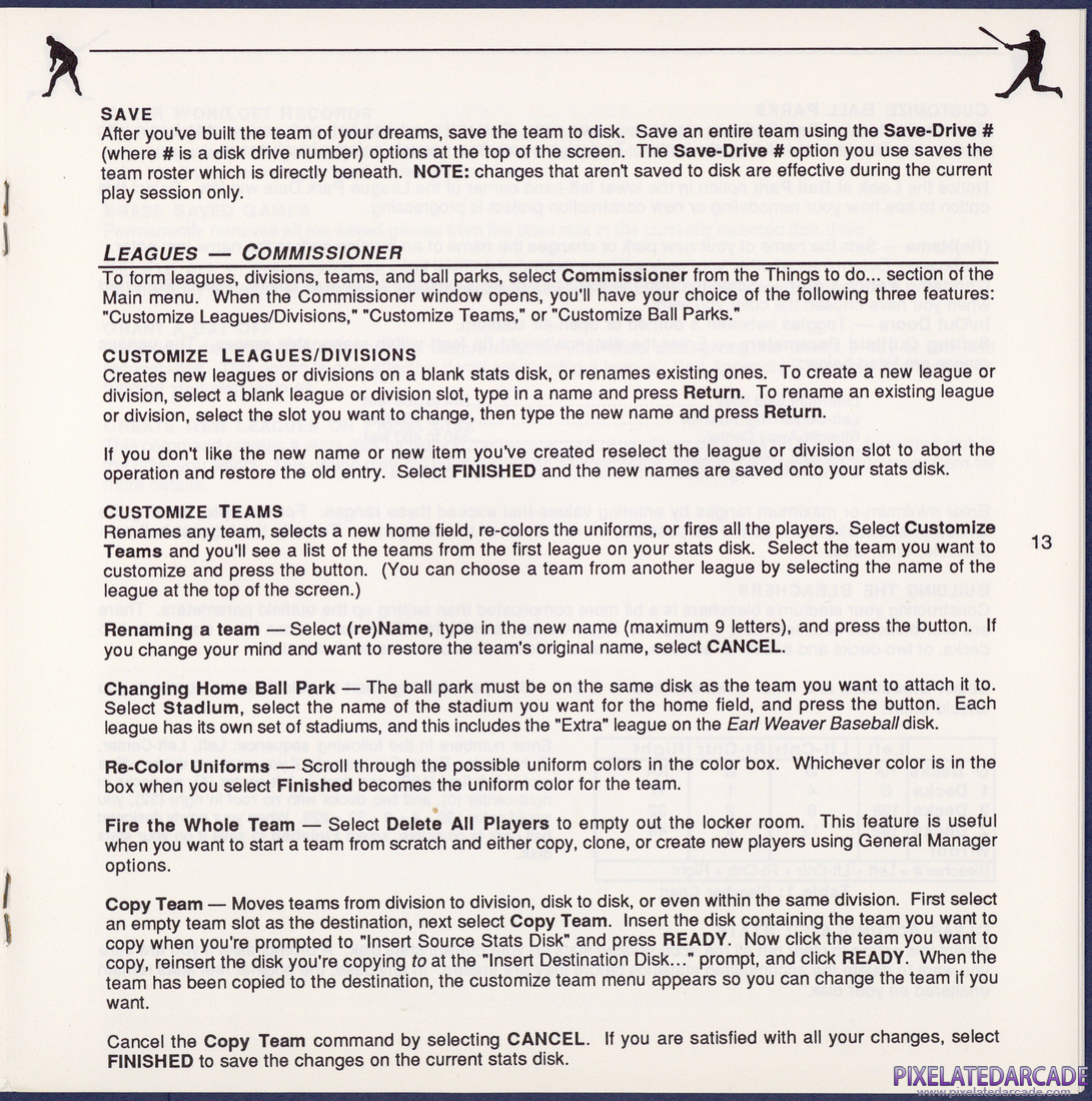 Earl Weaver Baseball: Instruction Manual - Page 13