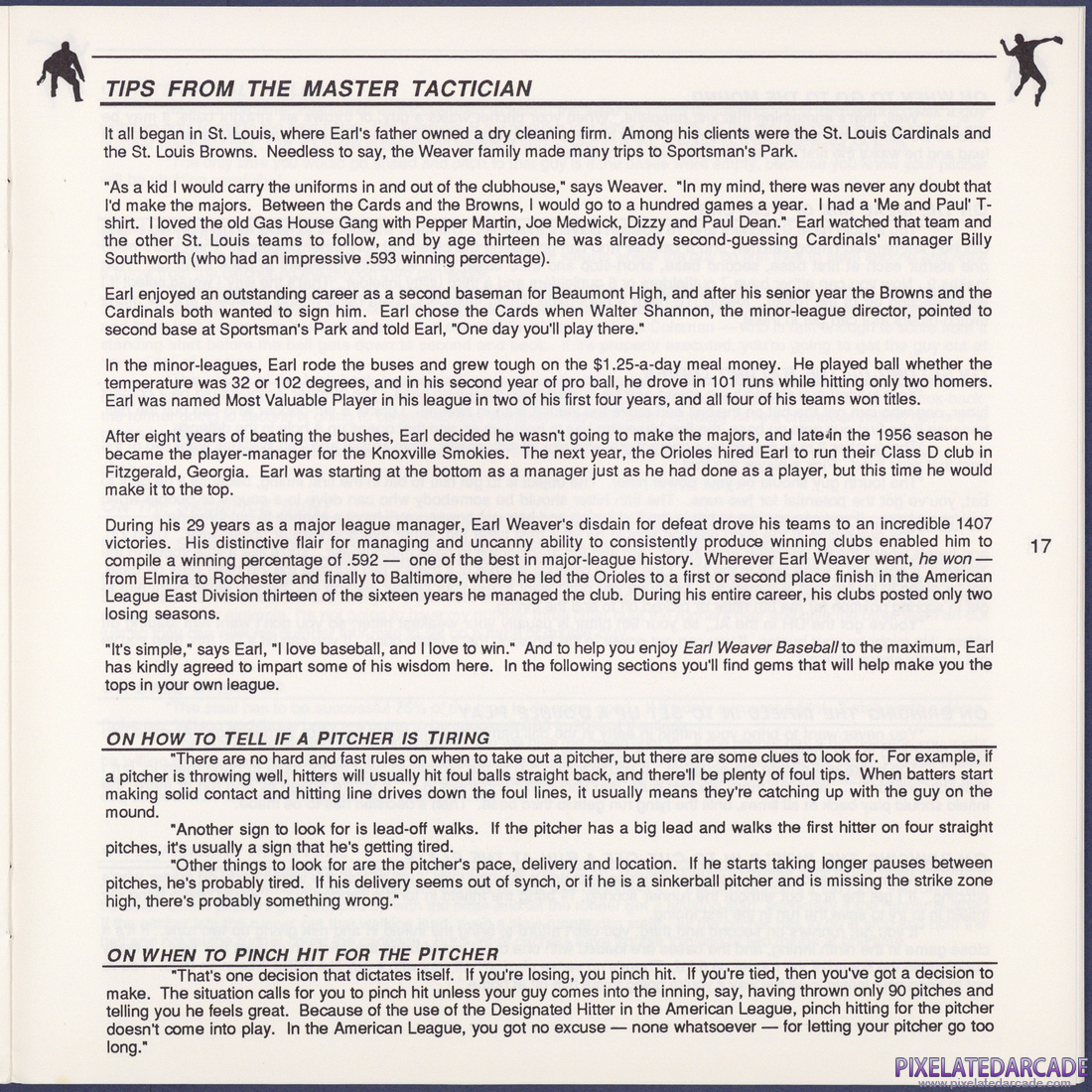Earl Weaver Baseball: Instruction Manual - Page 17