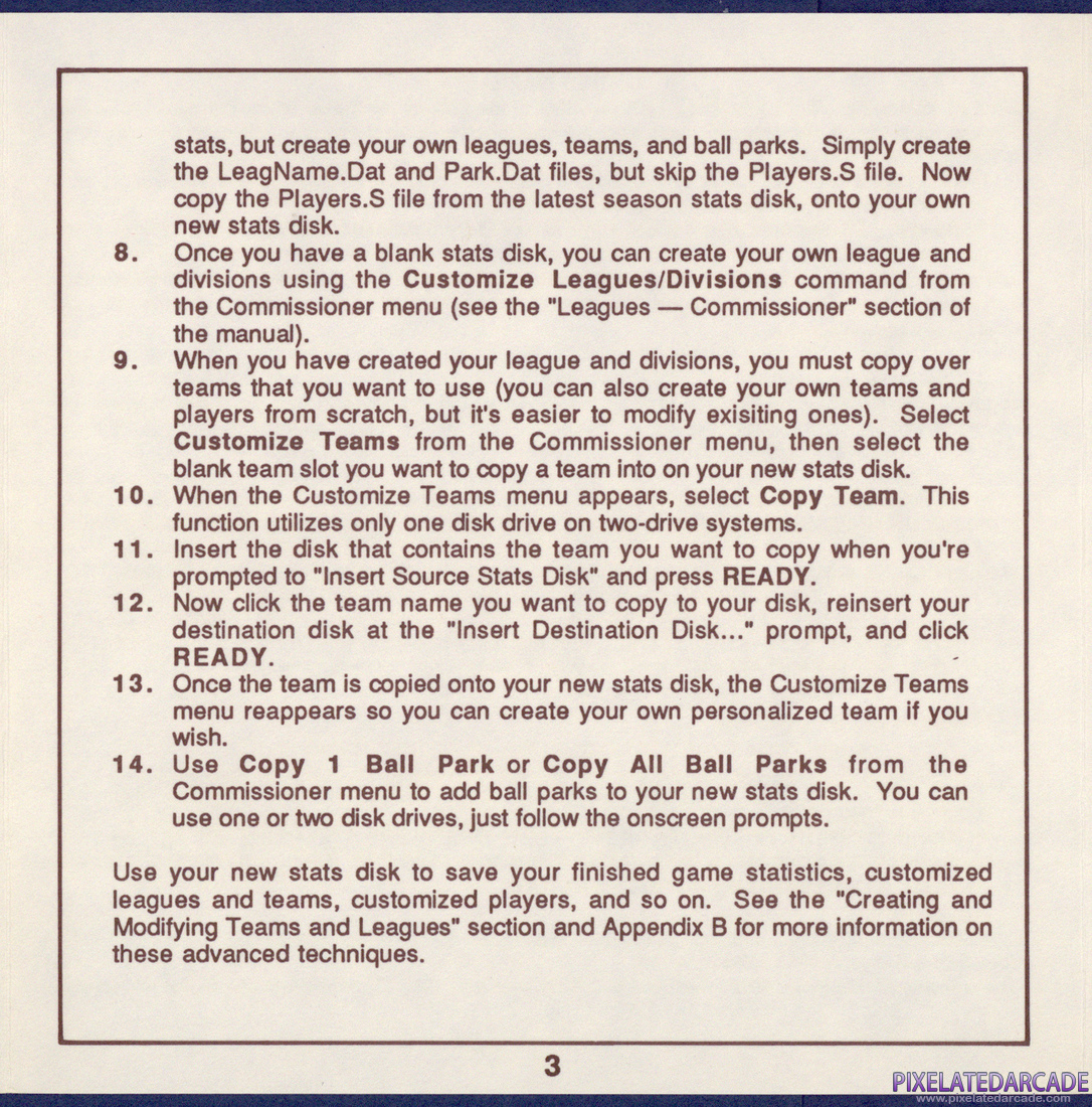 Earl Weaver Baseball: Amiga Reference Card - Page 3