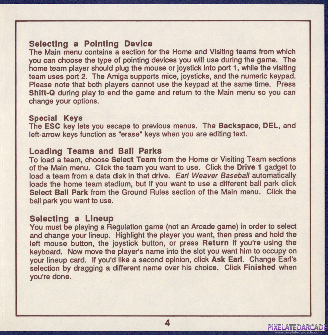 Earl Weaver Baseball: Amiga Reference Card - Page 4