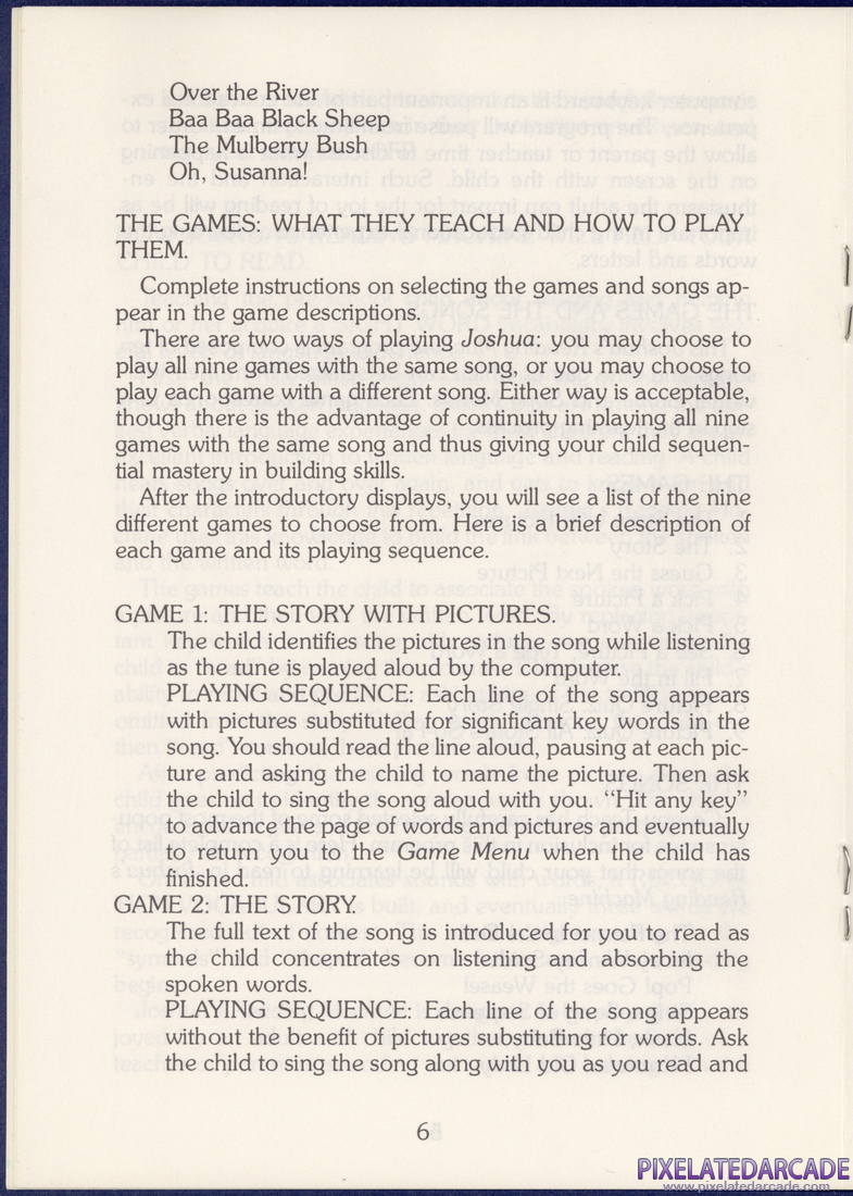 Joshua's Reading Machine: Children's Songs: Instruction Manual - Page 6