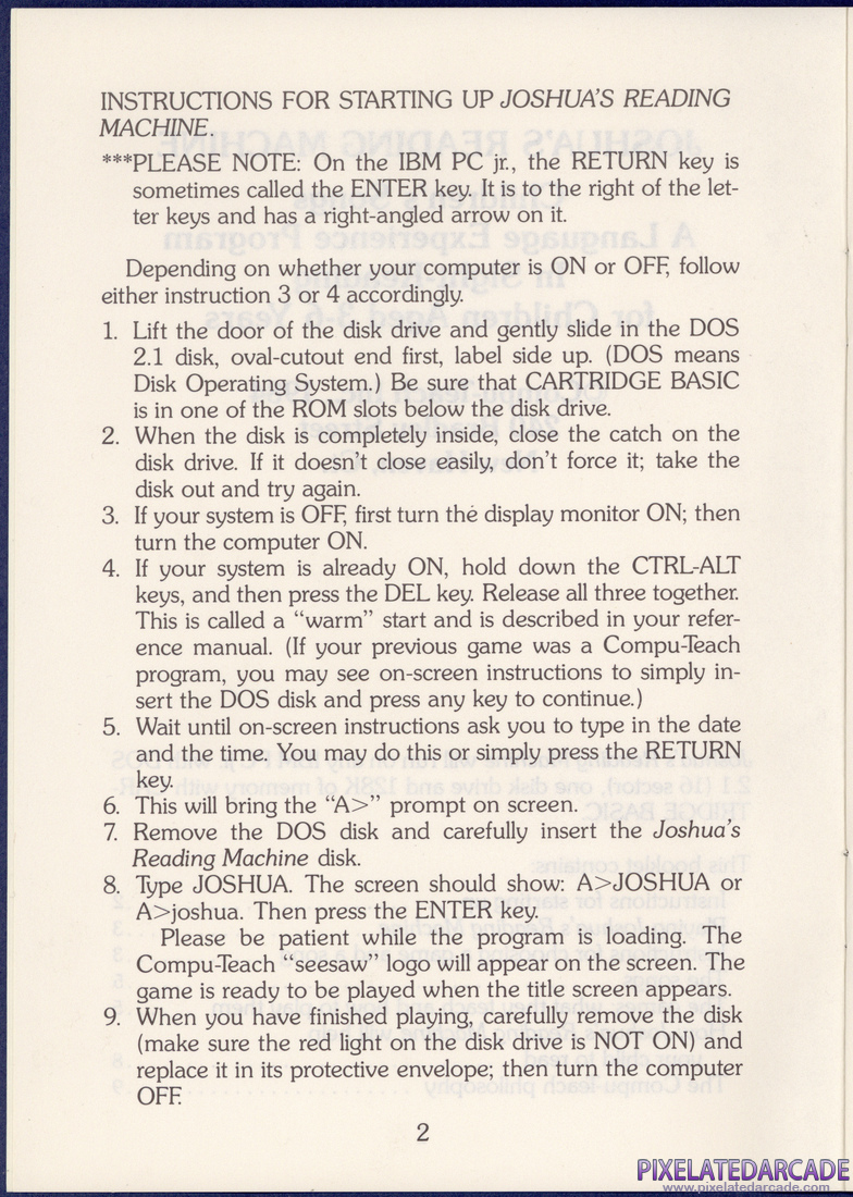 Joshua's Reading Machine: Children's Songs: Instruction Manual - Page 2