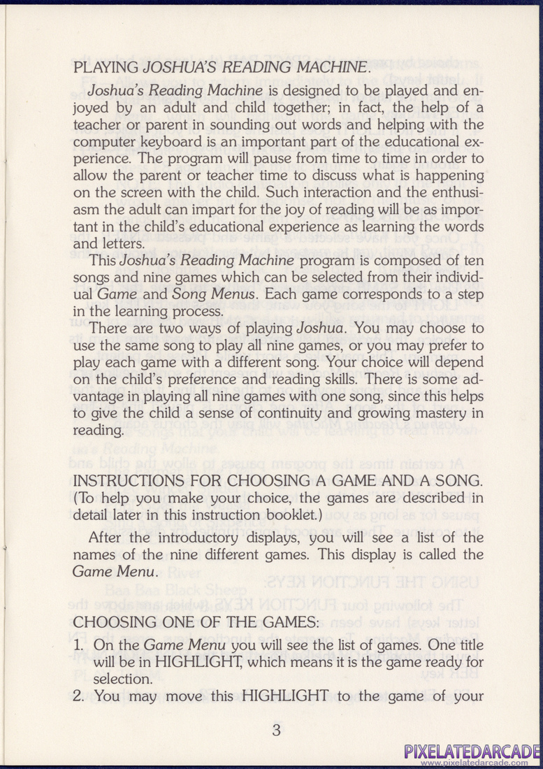 Joshua's Reading Machine: Children's Songs: Instruction Manual - Page 3