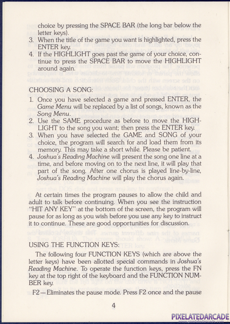 Joshua's Reading Machine: Children's Songs: Instruction Manual - Page 4
