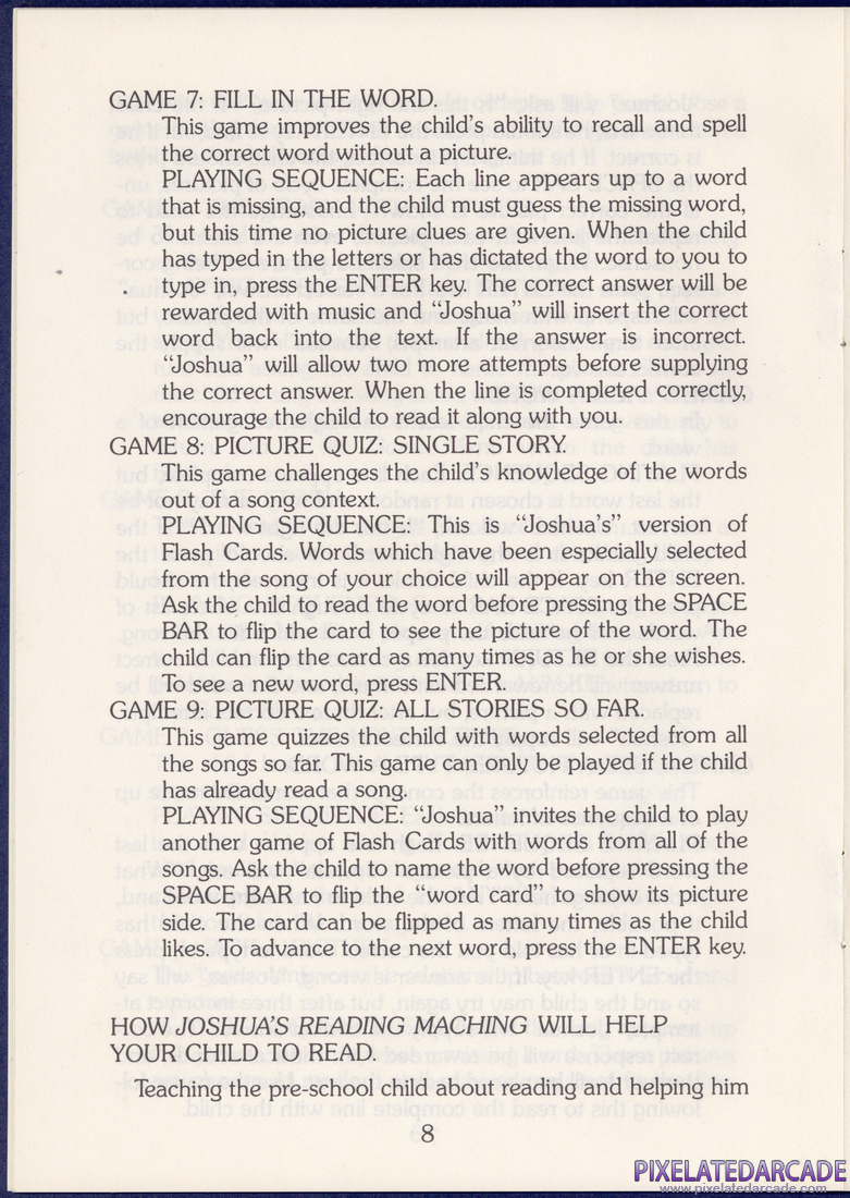 Joshua's Reading Machine: Children's Songs: Instruction Manual - Page 8