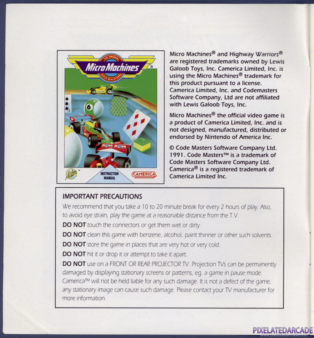 Micro Machines: Instruction Manual - Page 0