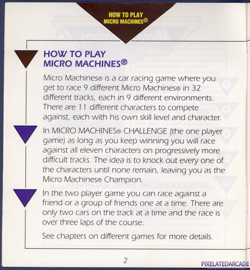 Micro Machines: Instruction Manual - Page 2