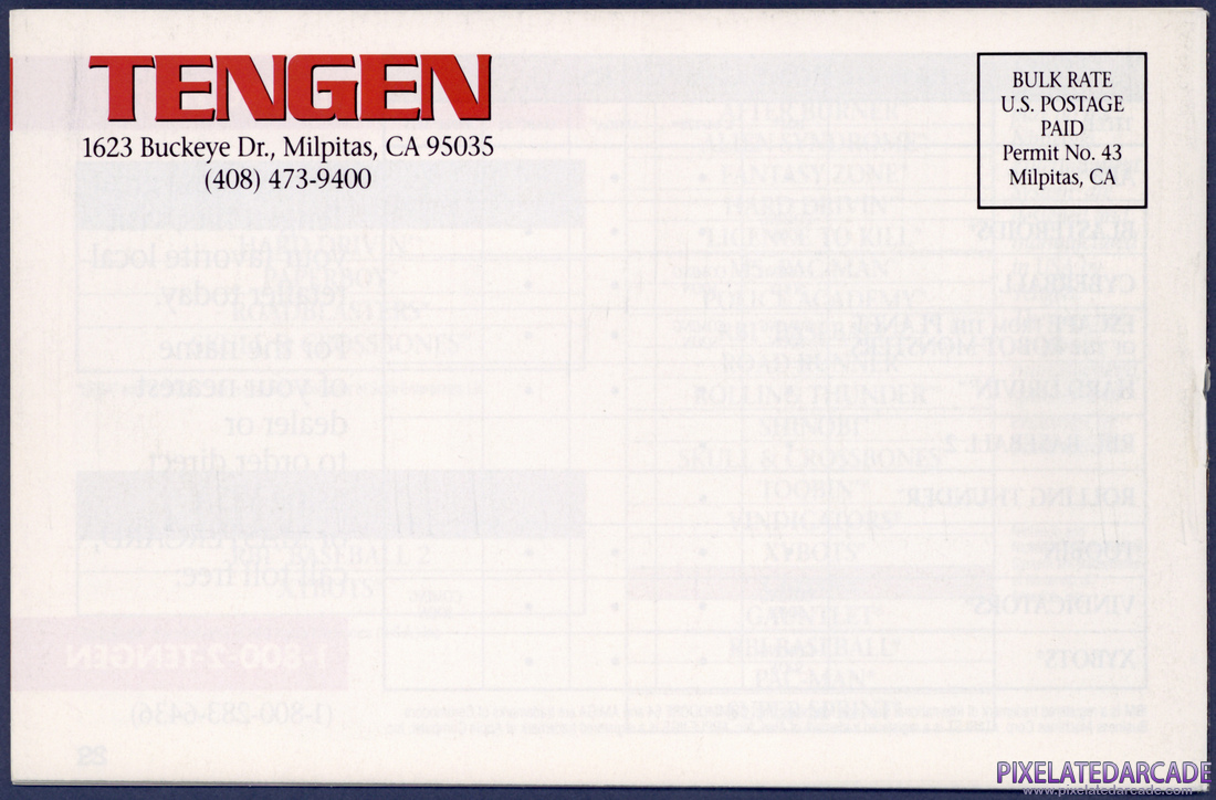 Tengen Inc.: Spring 1990 Product Catalog - Back Cover