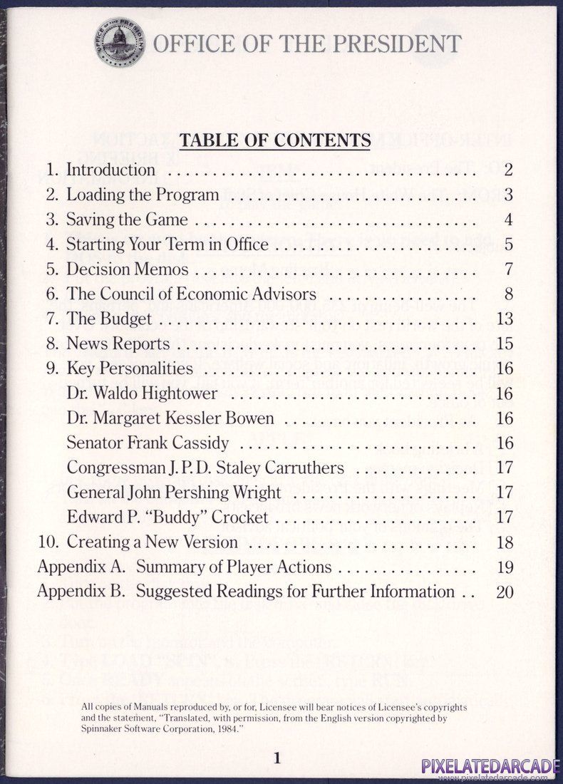 President's Choice: Instruction Manual - Page 1