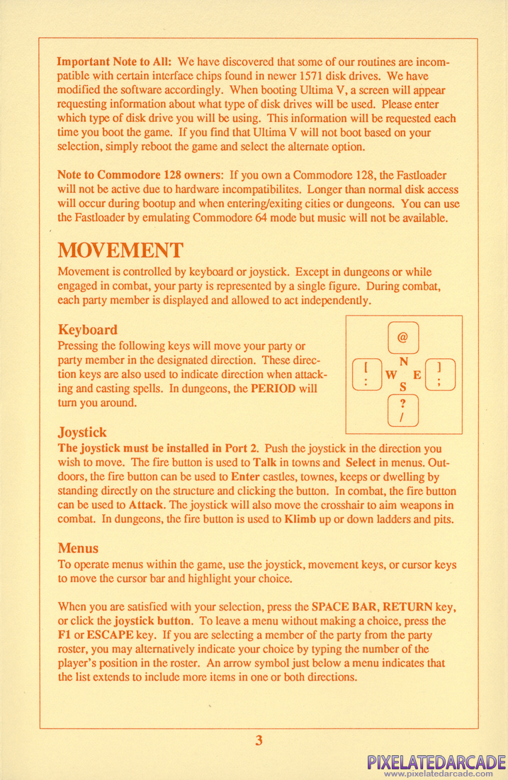 Ultima V: Warriors of Destiny: Player Reference Card - Page 3