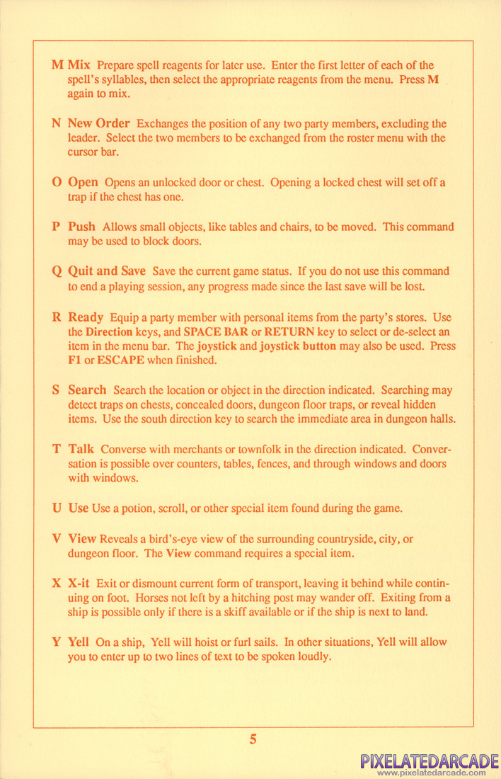 Ultima V: Warriors of Destiny: Player Reference Card - Page 5