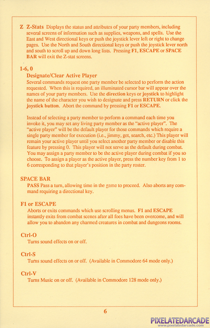 Ultima V: Warriors of Destiny: Player Reference Card - Page 6
