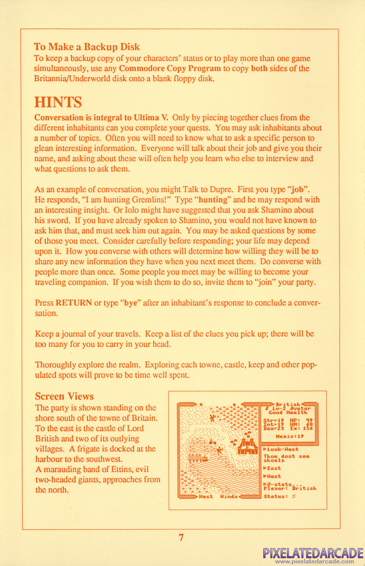Ultima V: Warriors of Destiny: Player Reference Card - Page 7