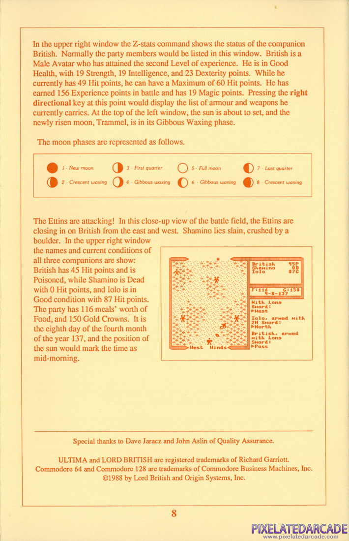 Ultima V: Warriors of Destiny: Player Reference Card - Page 8