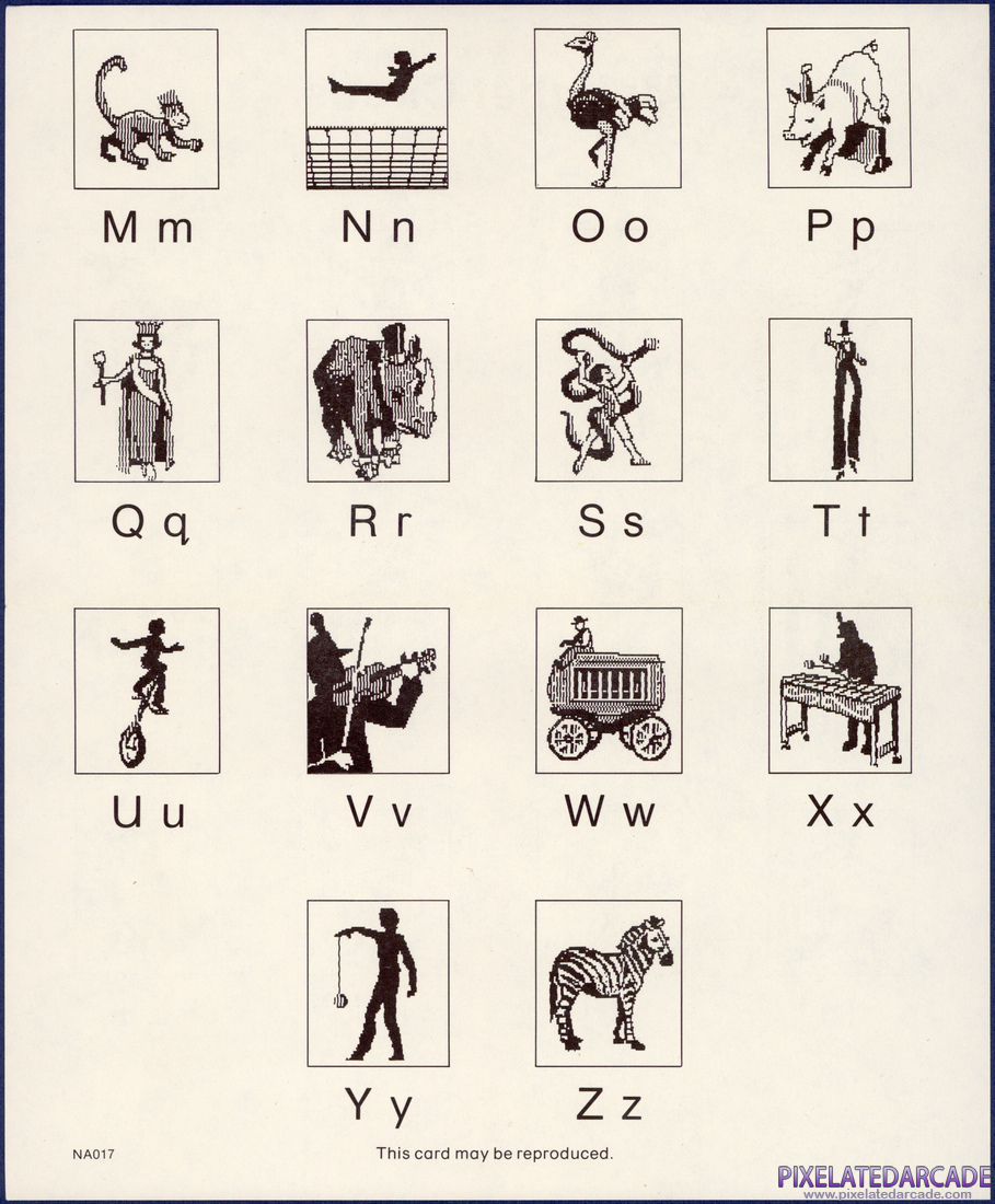 Alphabet Circus: Instruction Manual - Addendum Back