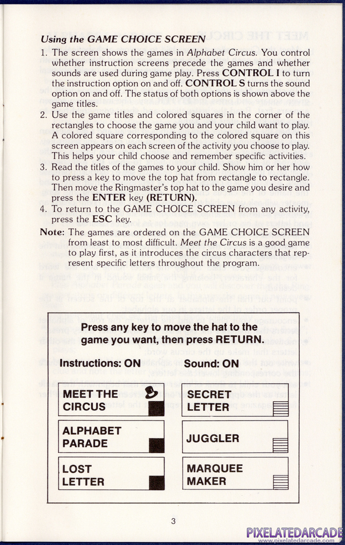 Alphabet Circus: Instruction Manual - Page 3