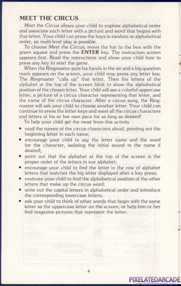 Alphabet Circus: Instruction Manual - Page 4